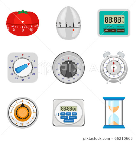 Kitchen timer icon set, flat style Kitchen timer icon set, flat style 66210663