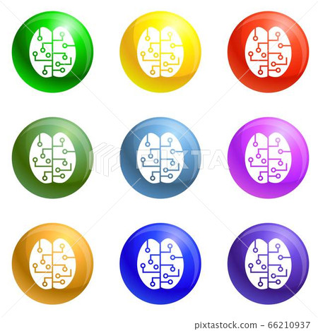 Concept brain smart icons set vector 66210937