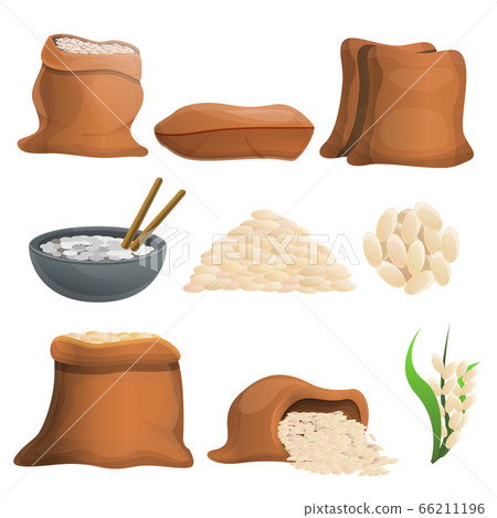 Rice icons set, cartoon style 66211196