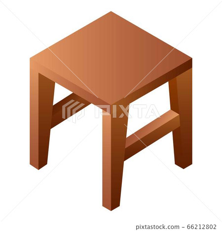 Backless wood chair icon, isometric style Backless wood chair icon, isometric style 66212802