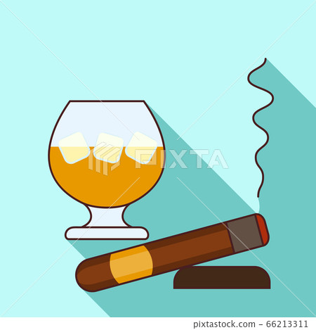 Glass of whisky icon, flat style Glass of whisky icon, flat style 66213311