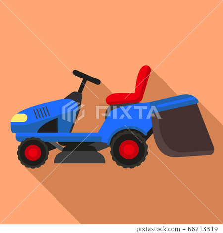 Home grass cutter tractor icon, flat style 66213319
