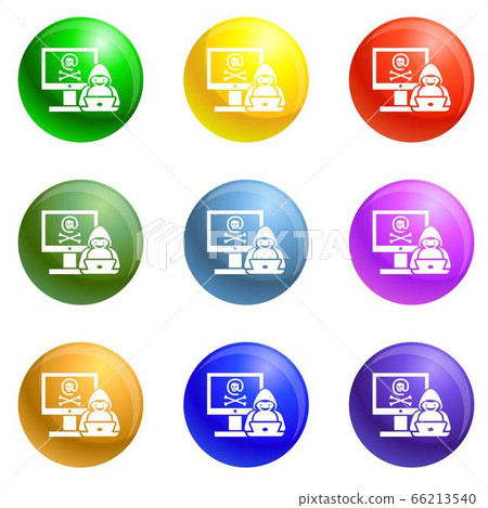 Hacked computer icons set vector Hacked computer icons set vector 66213540