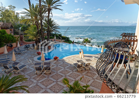 View of the pool and the Mediterranean Sea - Italy 66213779