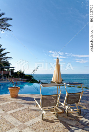 View of the pool and the Mediterranean Sea - Italy 66213793