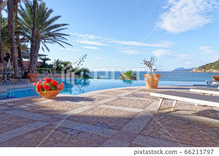 View of the pool and the Mediterranean Sea - Italy 66213797