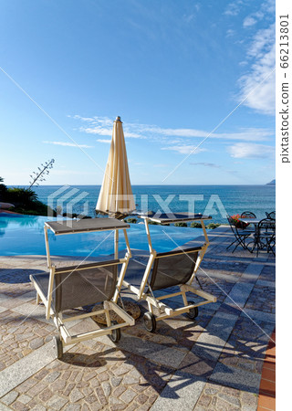 View of the pool and the Mediterranean Sea - Italy 66213801