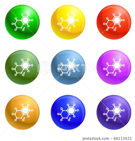 Chemical element molecule icons set vector Chemical element molecule icons set vector 66213831