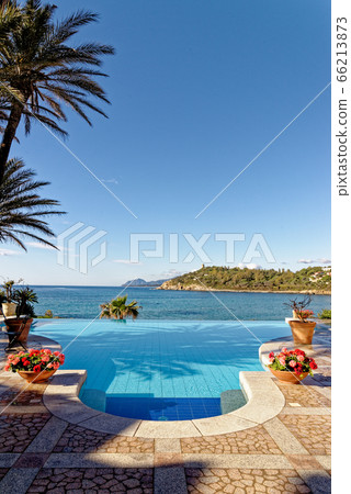 View of the pool and the Mediterranean Sea - Italy 66213873