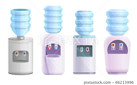 Cooler water icons set, cartoon style Cooler water icons set, cartoon style 66213996