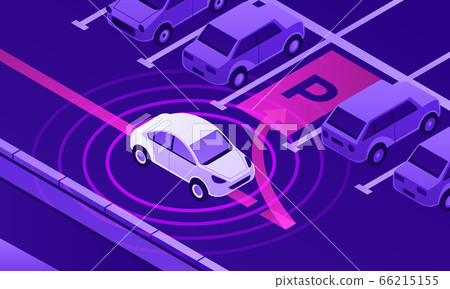 Smart car parking banner, isometric style 66215155