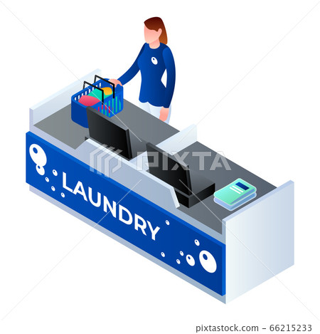 Laundry cashier woman icon, isometric style 66215233