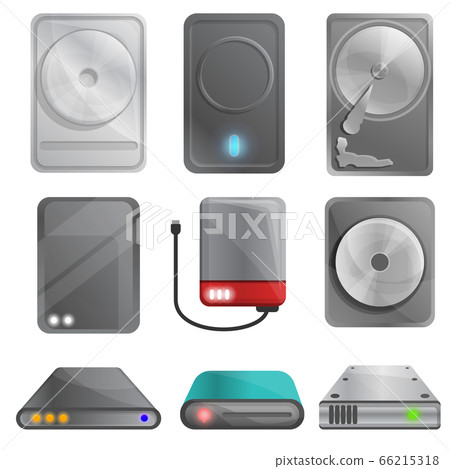 Hard disk icons set, cartoon style - Stock Illustration [66215318] - PIXTA
