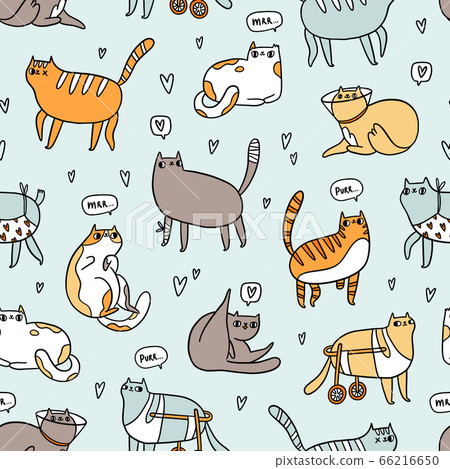Cute special cats vector seamless pattern Cute special cats vector seamless pattern 66216650