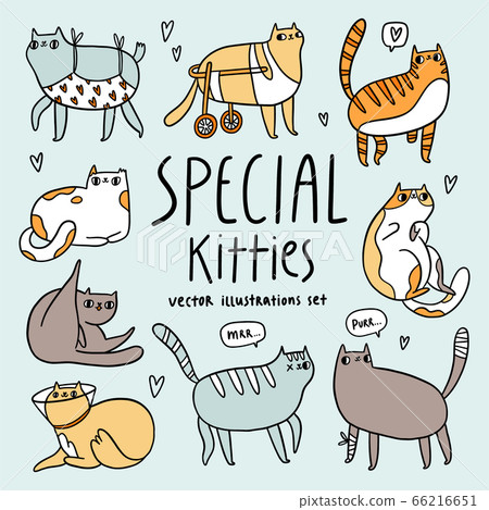 Cute special cats cartoon vector set Cute special cats cartoon vector set 66216651