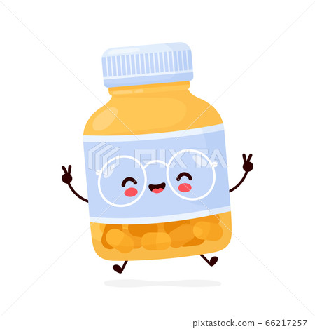 Cute happy funny pill bottle. Vector cartoon Cute happy funny pill bottle. Vector cartoon 66217257