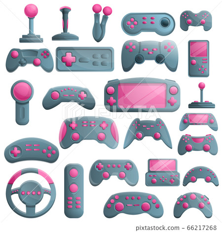 Joystick icons set, cartoon style Joystick icons set, cartoon style 66217268