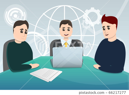 Business planning meeting concept background, cartoon style 66217277