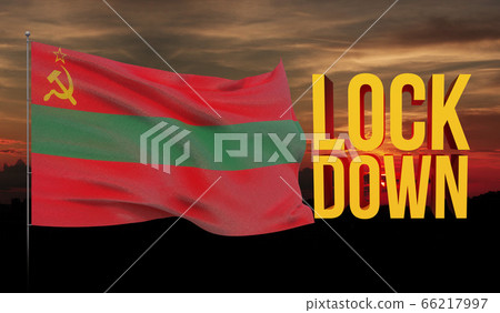 Coronavirus COVID-19 lockdown concept with waving national flag of Transnistria. Pandemic 3D illustration. 66217997