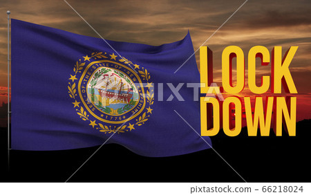 Coronavirus COVID-19 outbreak concept, background with flags of the states of USA. State of New Hampshire flag. Pandemic stop Novel Coronavirus outbreak covid-19 3D illustration. Coronavirus COVID-19 outbreak concept, background with flags of the states of USA. State of New Hampshire flag. Pandemic stop Novel Coronavirus outbreak covid-19 3D illustration. 66218024