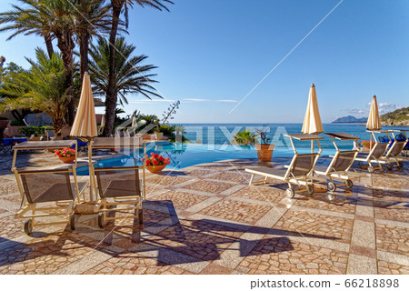 View of the pool and the Mediterranean Sea - Italy 66218898