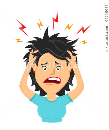 Vector flat woman with a headache, compassion  66219685