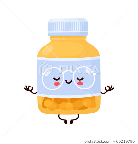 Cute happy funny pill bottle meditate Cute happy funny pill bottle meditate 66219790