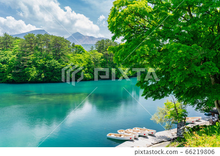 Scenery of Bishamonnuma (Goshikinuma) in early summer Fresh green and lake surface Kitashiobara Village, Fukushima Prefecture Scenery of Bishamonnuma (Goshikinuma) in early summer Fresh green and lake surface Kitashiobara Village, Fukushima Prefecture 66219806