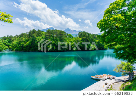 Scenery of Bishamonnuma (Goshikinuma) in early summer Fresh green and lake surface Kitashiobara Village, Fukushima Prefecture Scenery of Bishamonnuma (Goshikinuma) in early summer Fresh green and lake surface Kitashiobara Village, Fukushima Prefecture 66219823