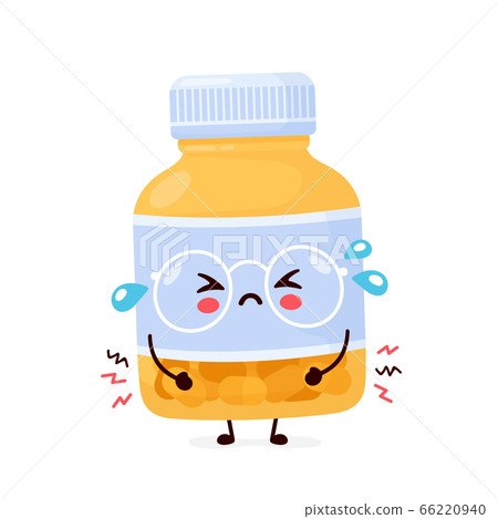 Cute sad funny pill bottle. Vector  66220940