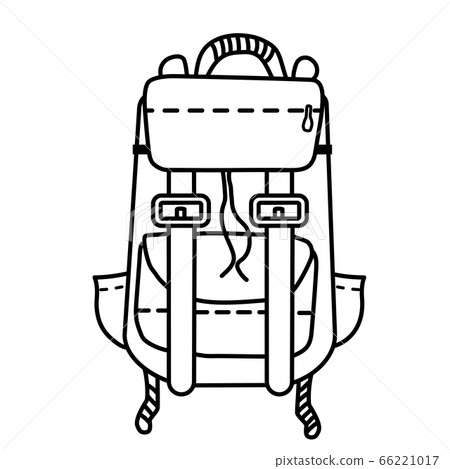 Travel backpack for sports and leisure. Vector illustration line, contour. Travel stuff. Travel backpack for sports and leisure. Vector illustration line, contour. Travel stuff. 66221017