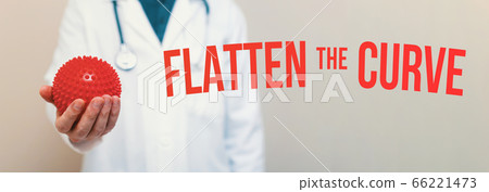 Flatten the Curve theme with a medical doctor 66221473
