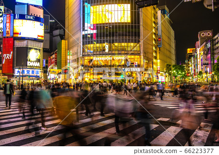 Tokyo cityscape in Japan, overlooking the scramble intersection in Shibuya (night view) Tokyo cityscape in Japan, overlooking the scramble intersection in Shibuya (night view) 66223377
