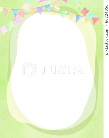 Green frame decorated with garland 66224056