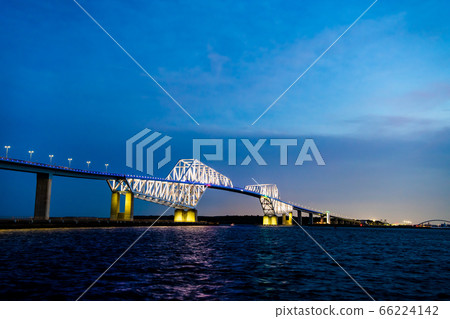 東京若狹海濱公園的東京門大橋夜景 66224142