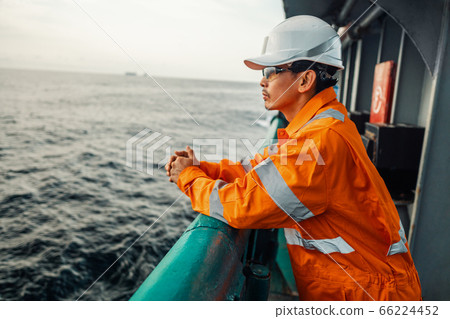 Filipino deck Officer on deck of vessel or ship 66224452