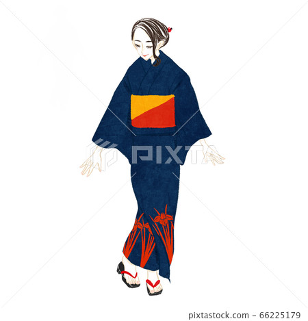 A woman in a yukata with a hairpin A woman in a yukata with a hairpin 66225179