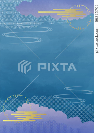 Autumn night sky and Japanese pattern 66225703