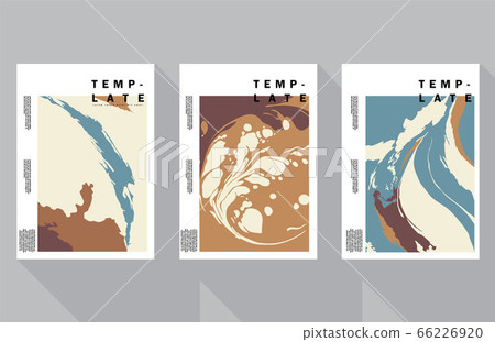 Vector set of abstract art template with book cover deign. Painting brush stroke background in vintage style. Art acrylic wallpaper.  66226920