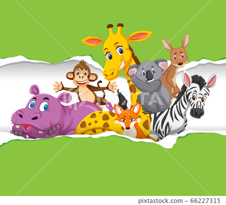 Background template design with wild animals on - Stock Illustration ...