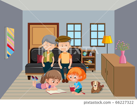 Background scene old people and kids at home Background scene old people and kids at home 66227322