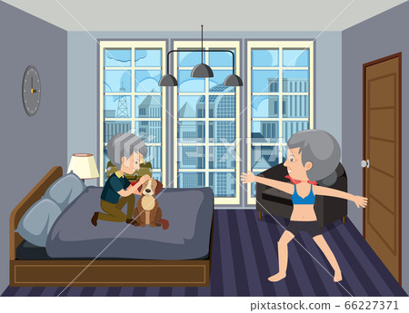 Background scene with old people staying at home Background scene with old people staying at home 66227371