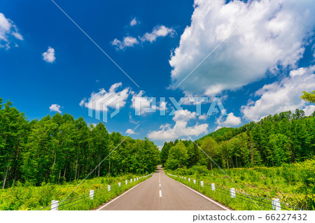 Scenery of Bandai Azuma Lake Line in early summer Blue sky and straight road Inawashiro Town, Fukushima Prefecture Scenery of Bandai Azuma Lake Line in early summer Blue sky and straight road Inawashiro Town, Fukushima Prefecture 66227432