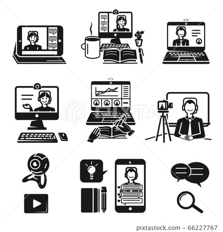 Webinar Icons Set Simple Style Stock Illustration 66227767 Pixta