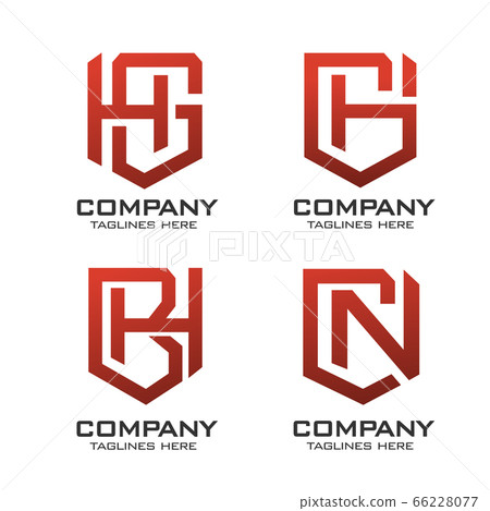 creative initial letter with shield logo set vector concept	 66228077