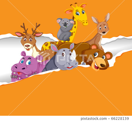 Background template design with wild animals on - Stock Illustration ...