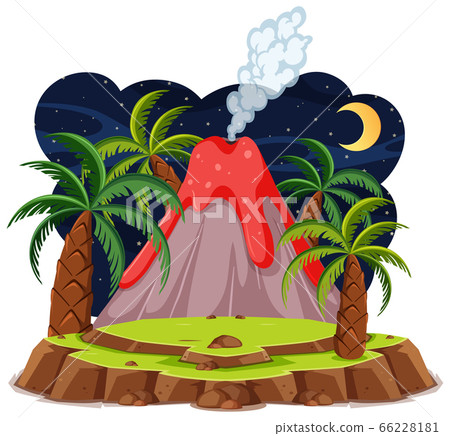 Volcano eruption set cartoon style isolated on Volcano eruption set cartoon style isolated on 66228181