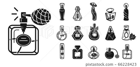 Fragrance bottles icons set, simple style - Stock Illustration ...