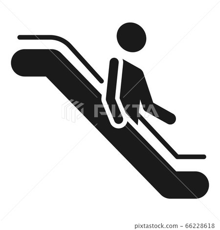 Man goes down the escalator icon, simple style Man goes down the escalator icon, simple style 66228618