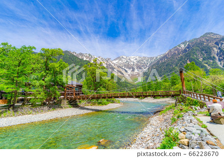 初夏河橋和上高地的風景[長野縣] 66228670